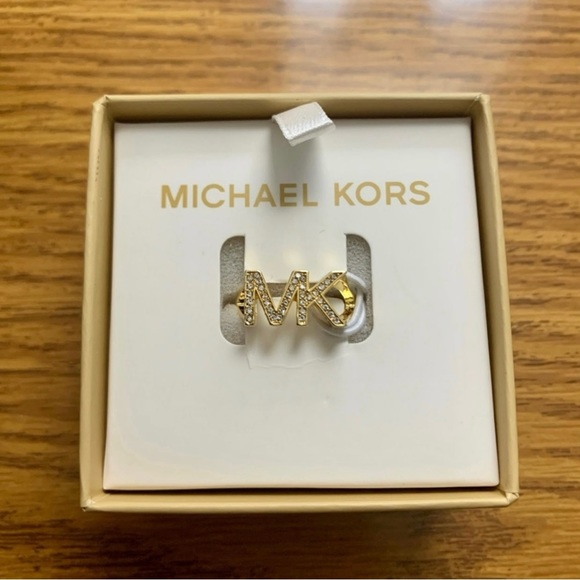 Michael Kors Gold-Tone Logo Ring Size 8 - Picture 11 of 13